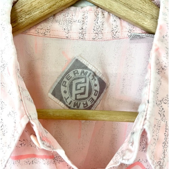 Permit Vintage Pink 80s Print Button-Up Collared Cotton Short Sleeve Shirt XL - Picture 5 of 9